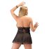 Cottelli Plus Size - pitsinen babydoll (musta) - 2XL