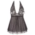 Cottelli Plus Size - babydoll pitsinen - musta - iso koko - 4XL