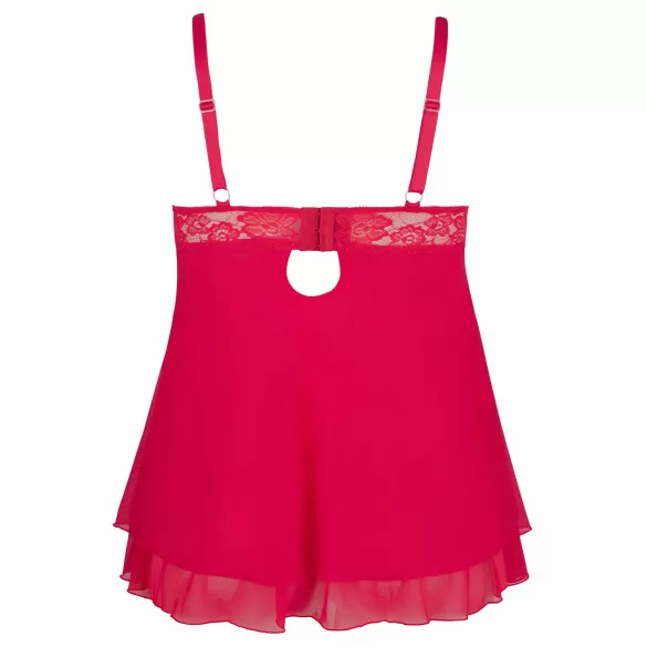 Cottelli Plus Size - babydoll pitsillä - punainen - iso koko - XL
