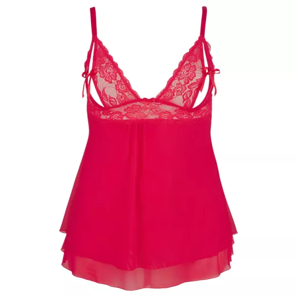 Cottelli Plus Size - babydoll pitsillä - punainen - iso koko - 2XL