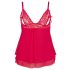 Cottelli Plus Size - pitsinen babydoll, punainen - 3XL