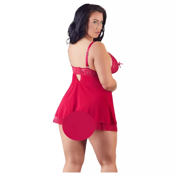 Cottelli Plus Size - babydoll pitsillä - punainen - iso koko - 4XL