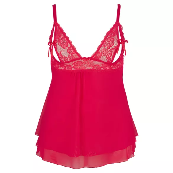 Cottelli Plus Size - babydoll pitsillä - punainen - iso koko - 4XL