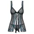 Obsessive Amanta - babydoll ja stringit - kirjottu - musta-turkoosi - L/XL