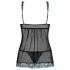 Obsessive Amanta - babydoll ja stringit - kirjottu - musta-turkoosi - L/XL