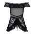 Obsessive Flores - röyhelö babydoll ja stringit (musta)