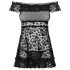 Obsessive Flores - röyhelö babydoll ja stringit (musta) - L/XL
