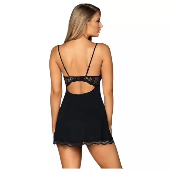 Obsessive Luvae - babydoll ja stringit - pitsi ja strassit - musta - L/XL