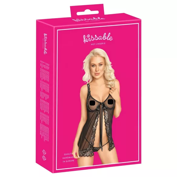 Kissable - avoin babydoll (musta)