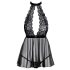 Suudeltava - pitsinen babydoll kaulanauhalla (musta) - L/XL