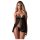Obsessive Blomentis - babydoll setti - pitsiyksityiskohdat - musta - M/L