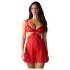 Obsessive Cupide Desir - läpinäkyvä pitsinen babydoll-setti - punainen