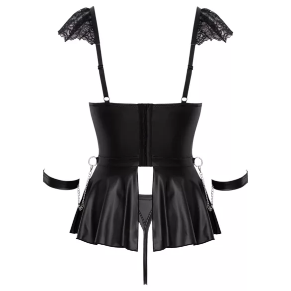 Cottelli Bondage - pitsinen minimekko käsiraudoilla (musta) - L
