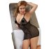 Cottelli Plus Size - Pitsinen läpinäkyvä yöasu (musta) - 2XL
