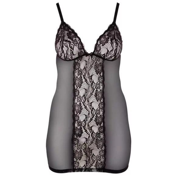 Cottelli Plus Size - läpikuultava pitsinen babydoll - musta - 2XL