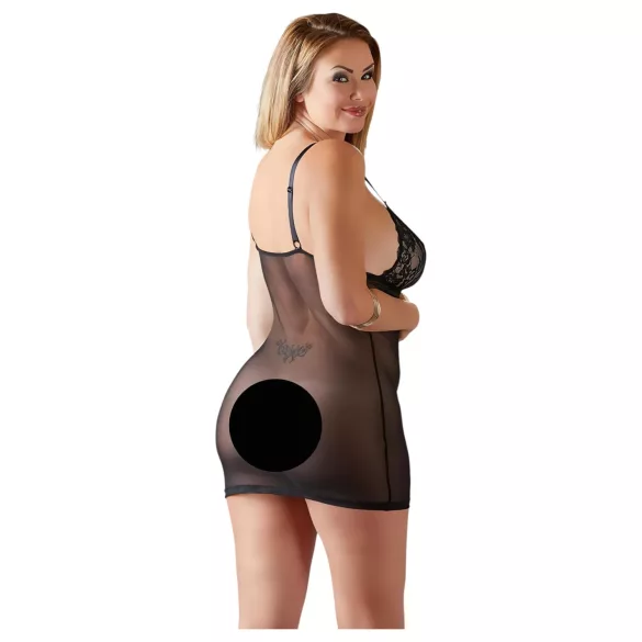Cottelli Plus Size - läpikuultava pitsinen babydoll - musta - 4XL