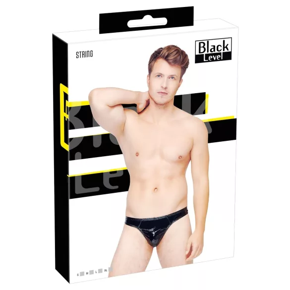 Black Level - miesten stringit - kiiltävä lakka - musta