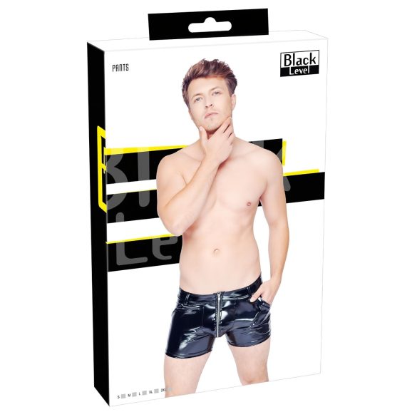 Black Level - miesten kiiltävät shortsit taskuilla (musta) - 2XL