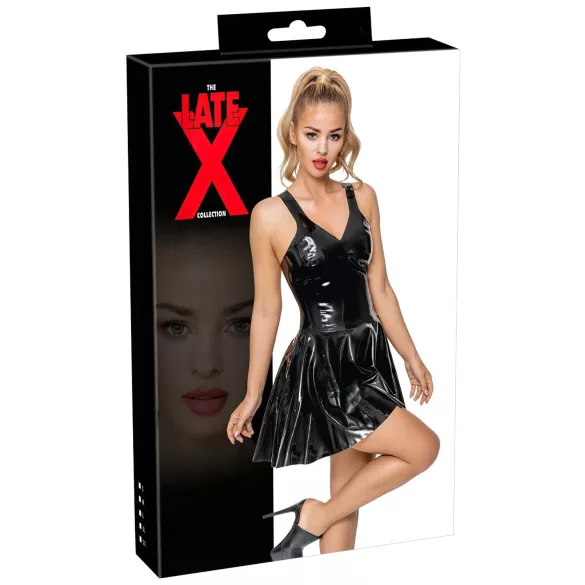 LATEX - minimekko röyhelöhameella (musta) - XL