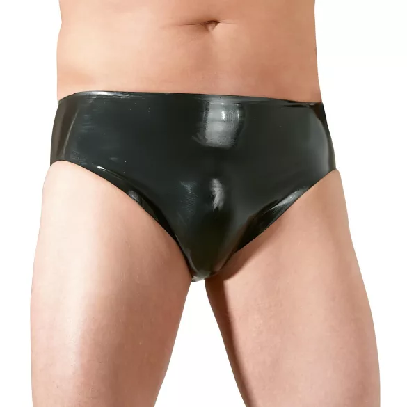 LATEX - miesten alushousut sisäisellä penisdildolla - lateksi musta - XL