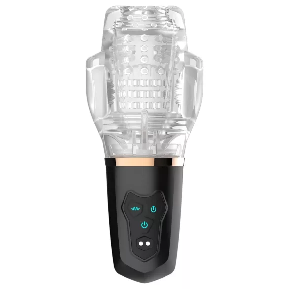 Funny Me Rocket Cup - masturbaattori imu ja värinä - läpinäkyvä/musta