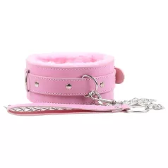   Pehmustettu - bdsm kaulapanta ja talutushihna - vaaleanpunainen