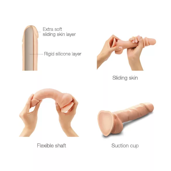 Strap-on-me S - kaksikerroksinen, imukuppidildo (ihonvärinen)