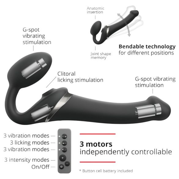 Strap-on-me - kiinnitettävä vibrattori ilmapulssi - musta M