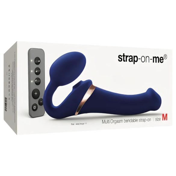 Strap-on-me M - strap-on vibraattori - ilmapulssit - sininen