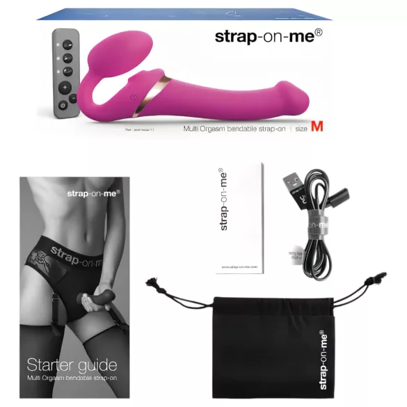 Strap-on-me M - kiinnitettävä, ilmapulssivibraattori (pinkki)