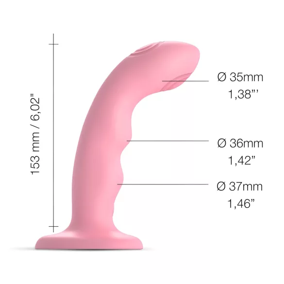 Strap-on-me M - vedenkestävä, värisevä G-pistevibraattori (pinkki)