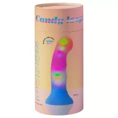   Love to Love Candy Loop - LED-valolla varustettu silikonidildo (vaaleanpunainen-sininen) - 16,9 cm