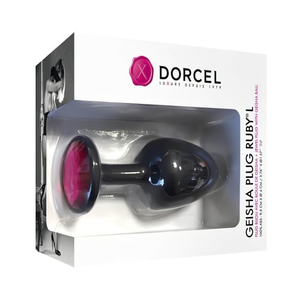 Dorcel Geisha Plug Ruby L - pinkkijalokkeellinen anaalitappi (musta)