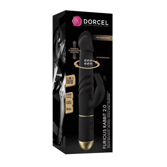 Dorcel - Rabbit-vibraattori - työntyvä, klitoriskiihotinvarsi - musta