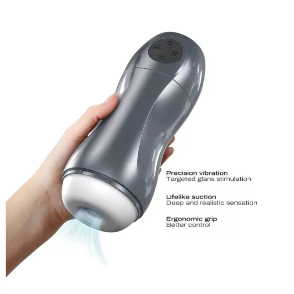 Dorcel Blowjoy Vibe - imevä ja värisevä akkukäyttöinen masturbaattori (harmaa)