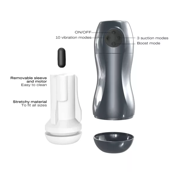 Dorcel Blowjoy Vibe - imevä ja värisevä akkukäyttöinen masturbaattori (harmaa)