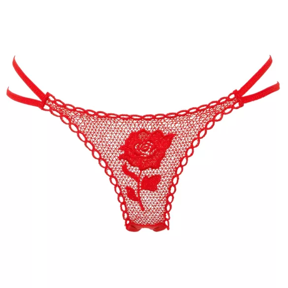 Panty Rose - ruusukukkainen stringtanga - punainen S-L