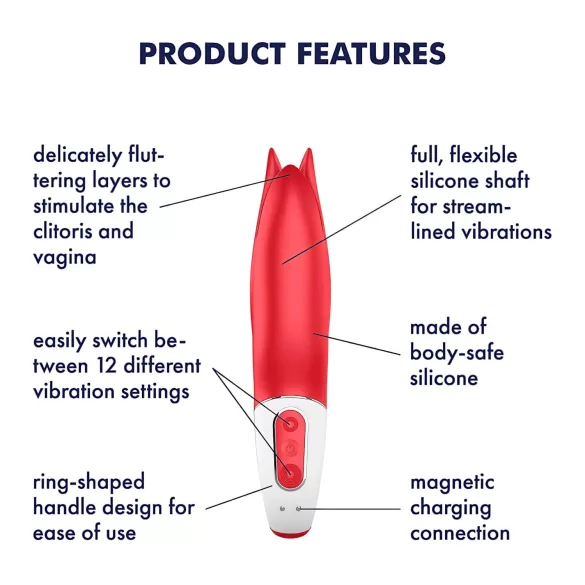 Satisfyer Power Flower - ladattava vedenkestävä vibraattori - punainen