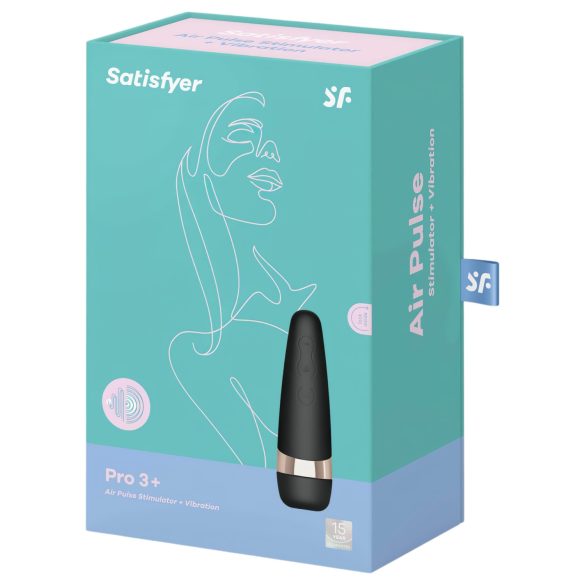Satisfyer Pro 3+ - klitoriskiihotin vibraattori - vesitiivis, ladattava, musta