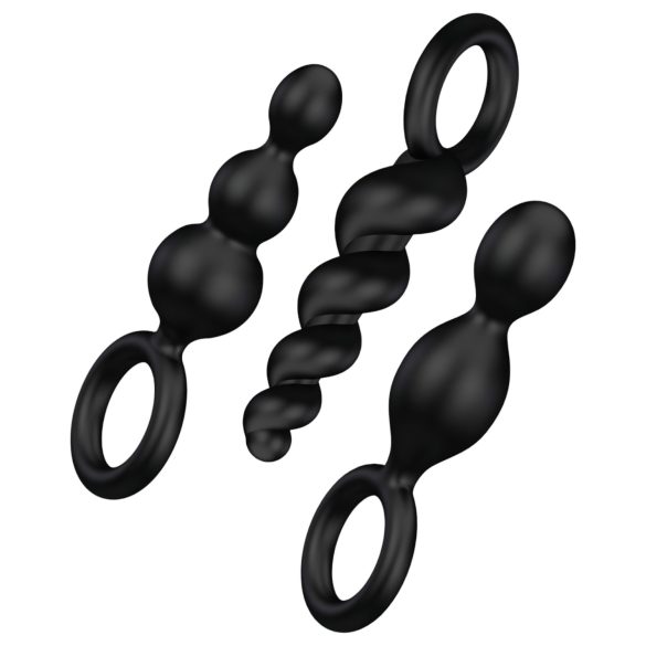 Satisfyer Booty Call - anustappi sarja - musta (3-osainen)