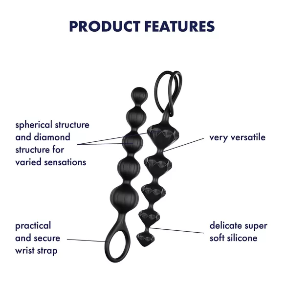 Satisfyer Love Beads - anaalikuulaketju setti - musta
