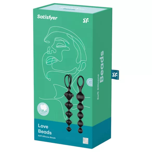 Satisfyer Love Beads - anaalikuulaketju setti - musta