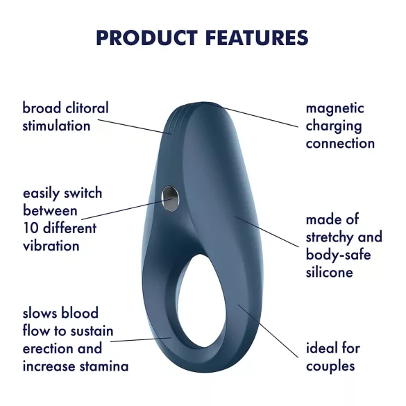 Satisfyer Rocket Ring - vibraatiopenisrengas - vedenpitävä - sininen