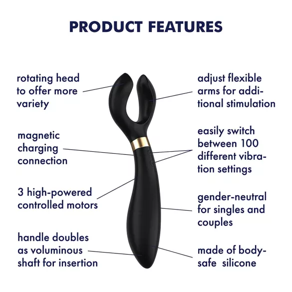 Satisfyer Endless Fun - parivibraattori - ladattava, vedenkestävä - musta