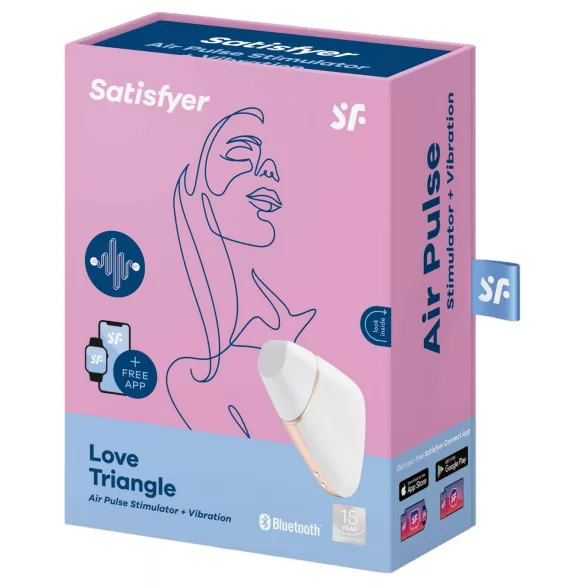 Satisfyer Love Triangle - Sovelluksella ohjattava paineaaltoklitoriskiihotin (valkoinen)