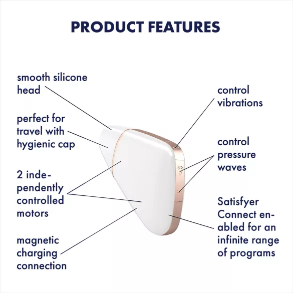Satisfyer Love Triangle - Sovelluksella ohjattava paineaaltoklitoriskiihotin (valkoinen)