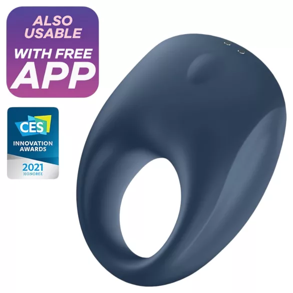 Satisfyer Strong One - Sovelluksella ohjattava värisevä penisrengas miehille (sininen)