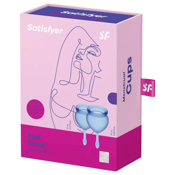 Satisfyer Feel Good - kuukautiskuppisetti - 2 kpl - sininen