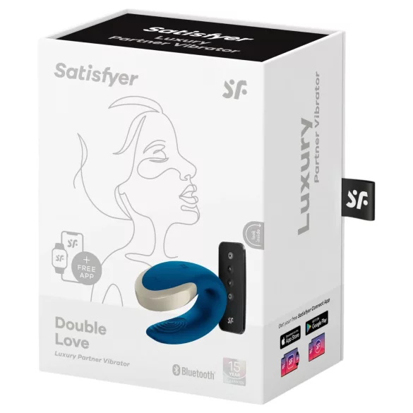 Satisfyer Double Love - parivibraattori Bluetooth - sininen