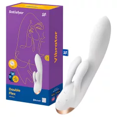   Satisfyer Double Flex - Sovelluksella ohjattava klitoriskiihotinvarrellinen vibraattori (valkoinen)